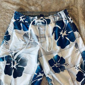 Men's tropical floral print swim trunk board shorts